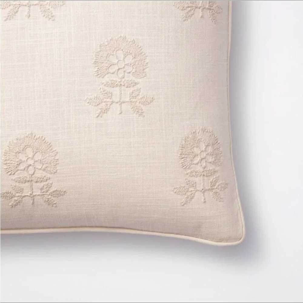 Square Embroidered Floral Decorative Throw Pillow - Threshold